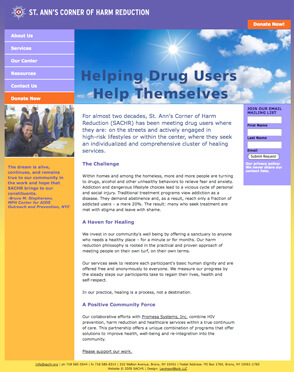 Website of St. Ann's Corner of Harm Reduction - Copyrwiting by Market it Write